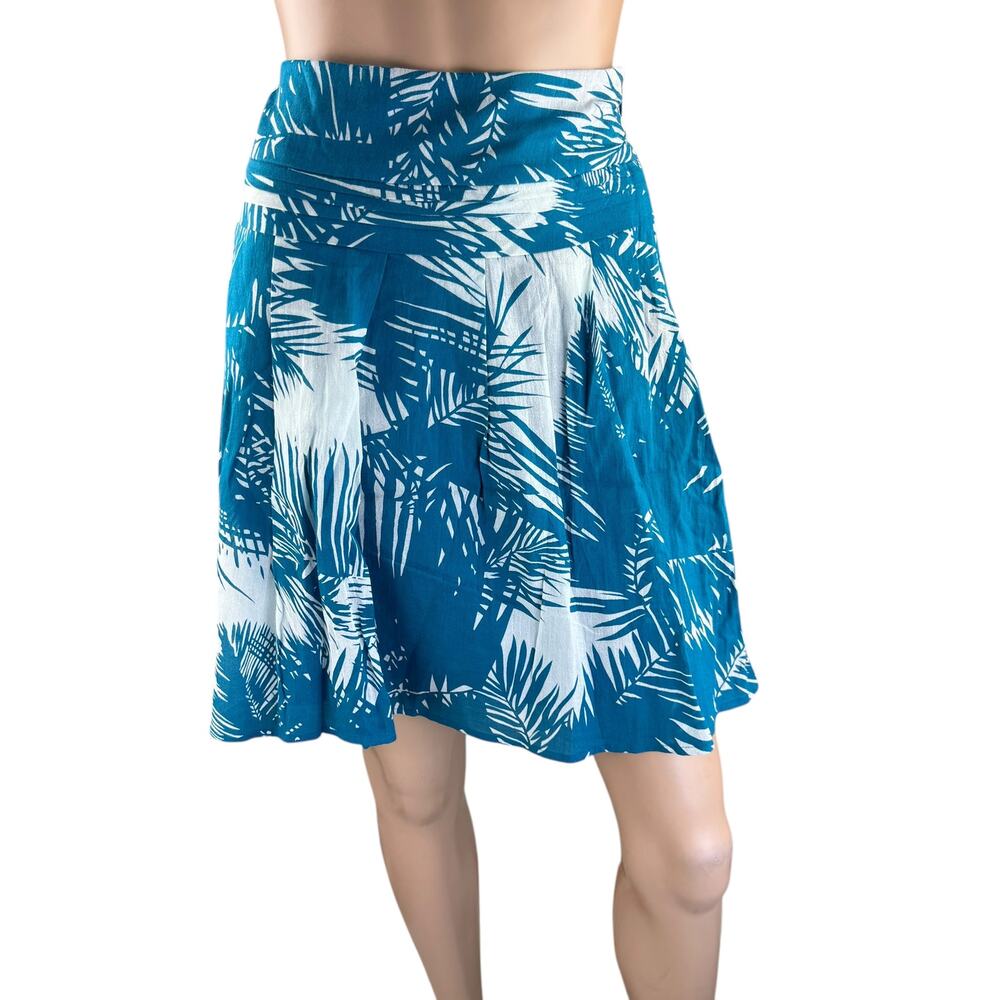 Proenza Schouler Target Blue Palm Pleated Skirt M